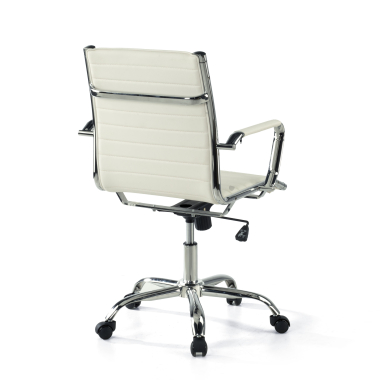 cadeira de escritorio branco encosto baixo pele sintetica bracos fixos 8