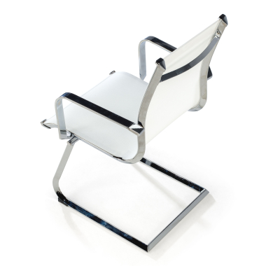 cadeira sala de espera branco estrutura cromada red malha mesh bracos fixos 7