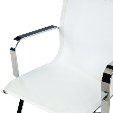 cadeira sala de espera branco estrutura cromada red malha mesh bracos fixos 5