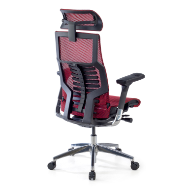 cadeira ergonomica vermelho estrutura negra malha mesh bracos regulaveis 5d apoio lombar apoio de cabeca 8