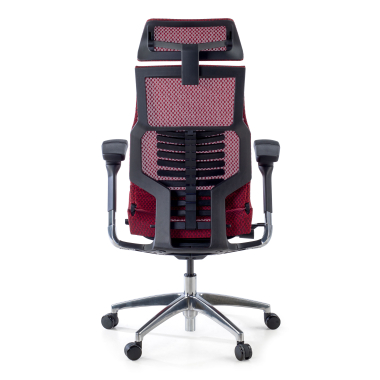cadeira ergonomica vermelho estrutura negra malha mesh bracos regulaveis 5d apoio lombar apoio de cabeca 6