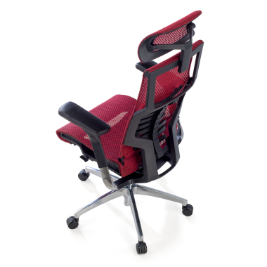 cadeira ergonomica vermelho estrutura negra malha mesh bracos regulaveis 5d apoio lombar apoio de cabeca 9