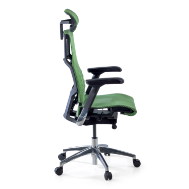 cadeira ergonomica verde estrutura negra malha mesh bracos regulaveis 5d apoio lombar apoio de cabeca 7