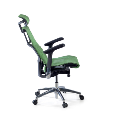 cadeira ergonomica verde estrutura negra malha mesh bracos regulaveis 5d apoio lombar apoio de cabeca 5