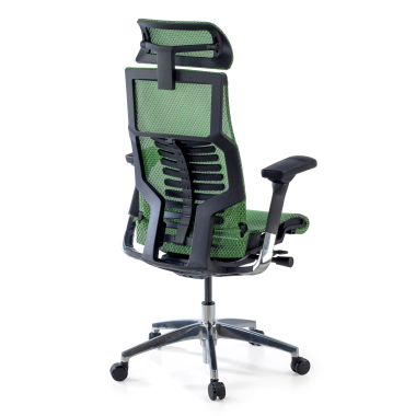 cadeira ergonomica verde estrutura negra malha mesh bracos regulaveis 5d apoio lombar apoio de cabeca 8