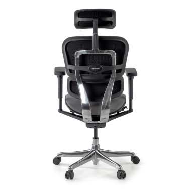 cadeira ergonomica cinza estrutura preta todo estofado tecido bracos moveis apoio de cabeca 7