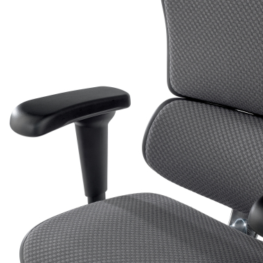 cadeira ergonomica cinza estrutura preta todo estofado tecido bracos moveis apoio de cabeca 6