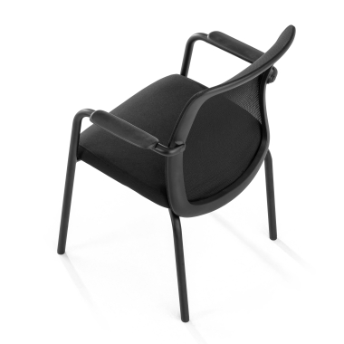 cadeira de visitante preto siena malha mesh bracos fixos 7