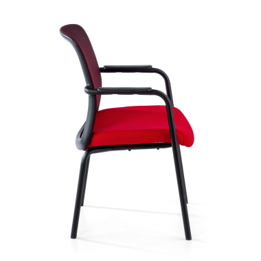 cadeira de visitante vermelho siena malha mesh bracos fixos 4