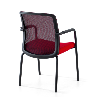 cadeira de visitante vermelho siena malha mesh bracos fixos 5