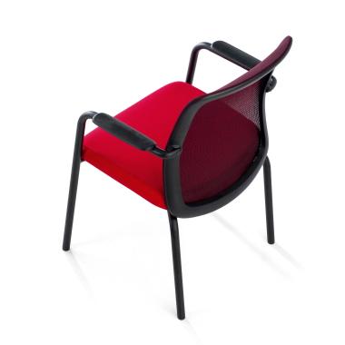 cadeira de visitante vermelho siena malha mesh bracos fixos 7