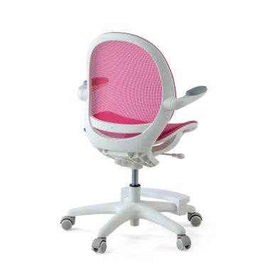 cadeira de secretaria para criancas rosa ergokid malha mesh bracos rebativeis 9