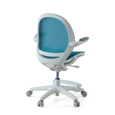 cadeira de secretaria para criancas azul ergokid malha mesh bracos rebativeis 8