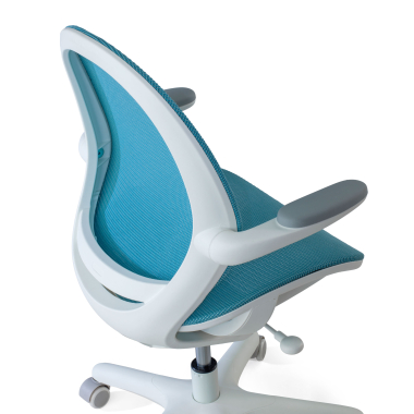 cadeira de secretaria para criancas azul ergokid malha mesh bracos rebativeis 5