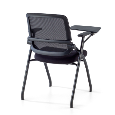 cadeira com palmatoria preto com pala de escrita malha mesh bracos moveis 12
