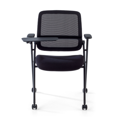cadeira com palmatoria preto com pala de escrita rodizios malha mesh bracos moveis 6