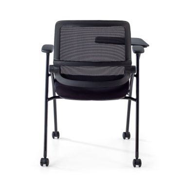 cadeira com palmatoria preto com pala de escrita rodizios malha mesh bracos moveis 12