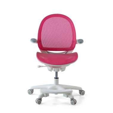 cadeira de secretaria para criancas rosa ergokid malha mesh bracos rebativeis 3