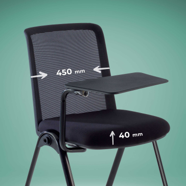 cadeira com palmatoria preto atril de escritorio malha mesh sem bracos 4