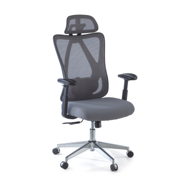 cadeira ergonomica cinza matrix malha mesh bracos moveis apoio lombar apoio de cabeca 1