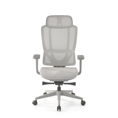 cadeira ergonomica branco cinzento aeroflow estrutura branca malha mesh bracos regulaveis 3d apoio lombar duplo apoio de cabeca 3