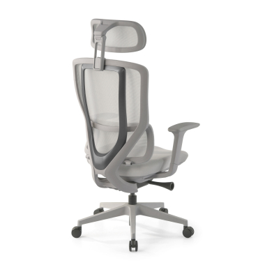 cadeira ergonomica branco cinzento aeroflow estrutura branca malha mesh bracos regulaveis 3d apoio lombar duplo apoio de cabeca 9
