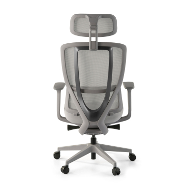cadeira ergonomica branco cinzento aeroflow estrutura branca malha mesh bracos regulaveis 3d apoio lombar duplo apoio de cabeca 7