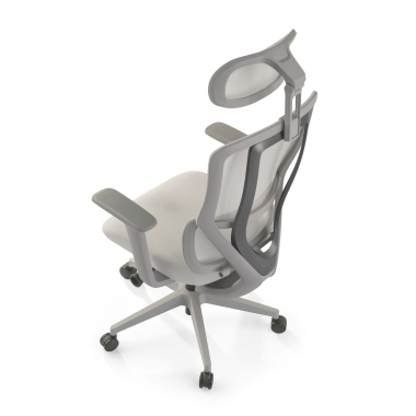 cadeira ergonomica branco cinzento aeroflow estrutura branca malha mesh bracos regulaveis 3d apoio lombar duplo apoio de cabeca 10