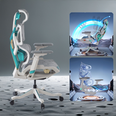 cadeira gaming branco verde dragonlord malha mesh bracos regulaveis 6d apoio lombar apoio de cabeca 5