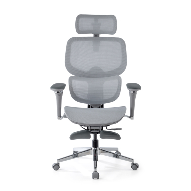 cadeira ergonomica cinza erghos x2 malha mesh bracos regulaveis 5d apoio lombar duplo apoio de cabeca apoio de pes extensivel 6