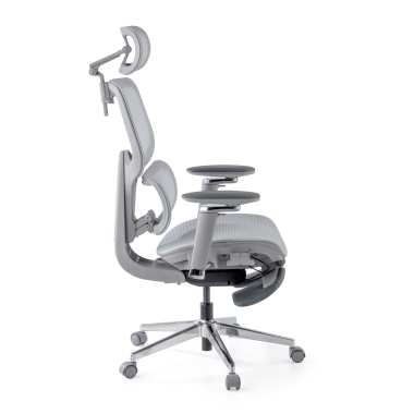 cadeira ergonomica cinza erghos x2 malha mesh bracos regulaveis 5d apoio lombar duplo apoio de cabeca apoio de pes extensivel 9