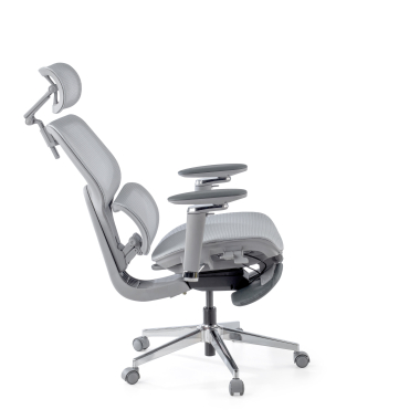 cadeira ergonomica cinza erghos x2 malha mesh bracos regulaveis 5d apoio lombar duplo apoio de cabeca apoio de pes extensivel 10