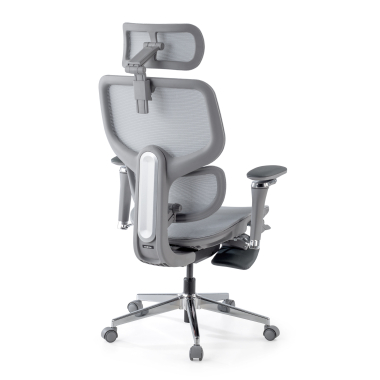 cadeira ergonomica cinza erghos x2 malha mesh bracos regulaveis 5d apoio lombar duplo apoio de cabeca apoio de pes extensivel 11