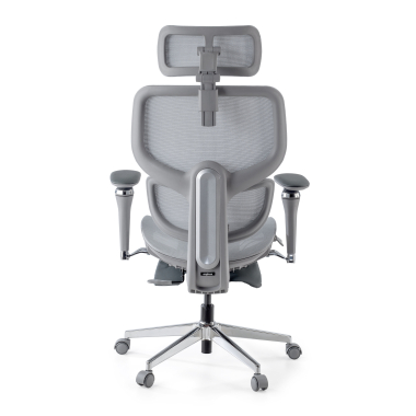 cadeira ergonomica cinza erghos x2 malha mesh bracos regulaveis 5d apoio lombar duplo apoio de cabeca apoio de pes extensivel 7