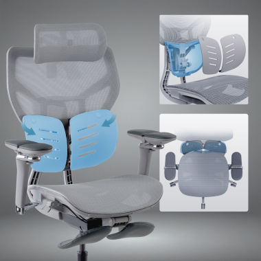 cadeira ergonomica cinza erghos x3 malha mesh bracos regulaveis 5d apoio lombar duplo apoio de cabeca 3