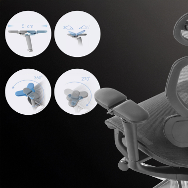 cadeira ergonomica preto erghos x4 pro malha mesh bracos regulaveis 6d apoio lombar duplo apoio de cabeca apoio de pes extensivel 7