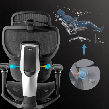 cadeira ergonomica preto erghos x4 pro malha mesh bracos regulaveis 6d apoio lombar duplo apoio de cabeca apoio de pes extensivel 3