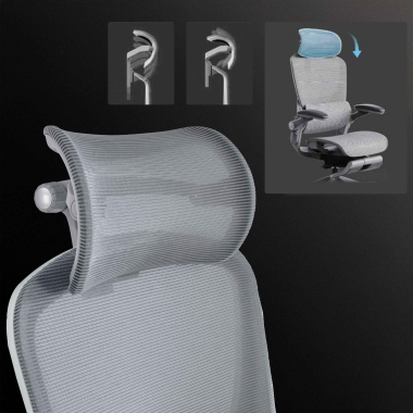 cadeira ergonomica branco cinzento erghos x1 malha mesh bracos regulaveis 3d apoio lombar duplo apoio de cabeca 6