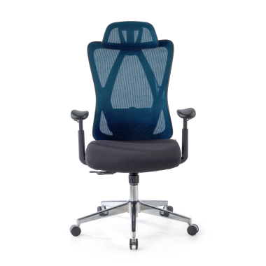 cadeira ergonomica azul matrix malha mesh bracos moveis apoio lombar apoio de cabeca 3