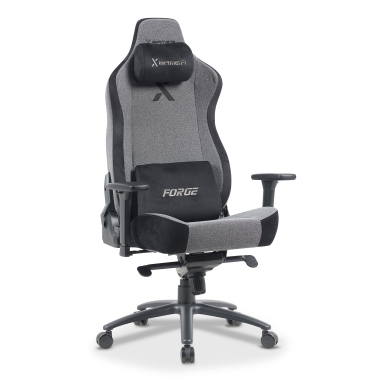 cadeira gaming cinza forge tecido bracos regulaveis 3d almofada lombar e cervical apoio de cabeca 7