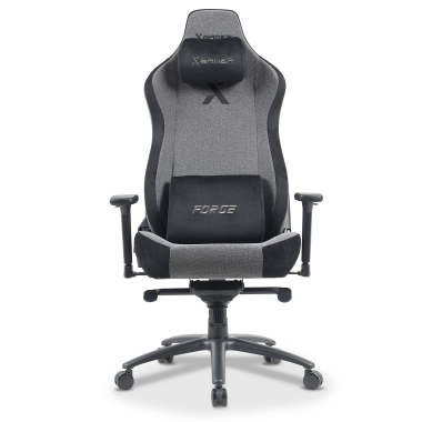 cadeira gaming cinza forge tecido bracos regulaveis 3d almofada lombar e cervical apoio de cabeca 3