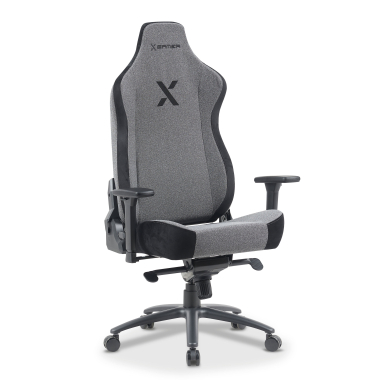 cadeira gaming cinza forge tecido bracos regulaveis 3d almofada lombar e cervical apoio de cabeca 1