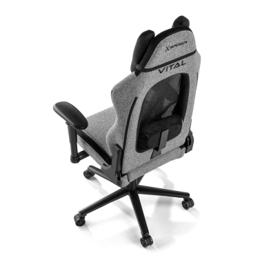 cadeira gaming cinza vital tecido bracos moveis almofada de apoio de cabeca apoio de cabeca 10