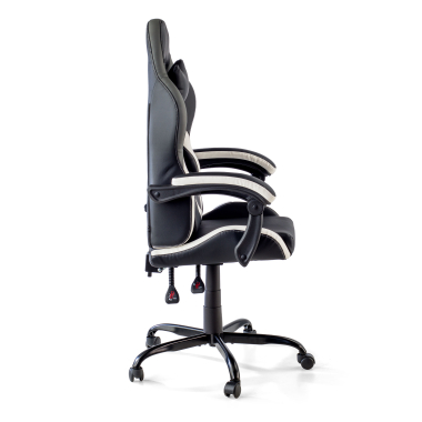 cadeira gaming branco preto mist pele sintetica bracos rebativeis almofada de apoio de cabeca apoio de cabeca 8