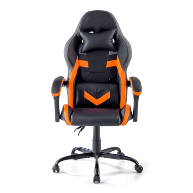 cadeira gaming laranja mist pele sintetica bracos rebativeis almofada de apoio de cabeca apoio de cabeca 3