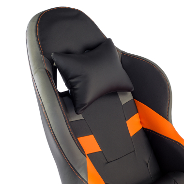 cadeira gaming laranja mist pele sintetica bracos rebativeis almofada de apoio de cabeca apoio de cabeca 4