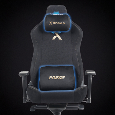 cadeira gaming preto forge tecido bracos regulaveis 3d almofada lombar e cervical apoio de cabeca 8