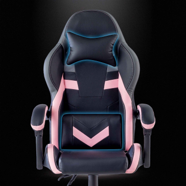 cadeira gaming rosa mist pele sintetica bracos rebativeis almofada de apoio de cabeca apoio de cabeca 7