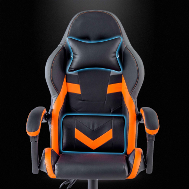 cadeira gaming laranja mist pele sintetica bracos rebativeis almofada de apoio de cabeca apoio de cabeca 7