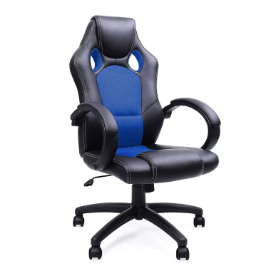 cadeira gaming azul racer pele sintetica bracos fixos 1